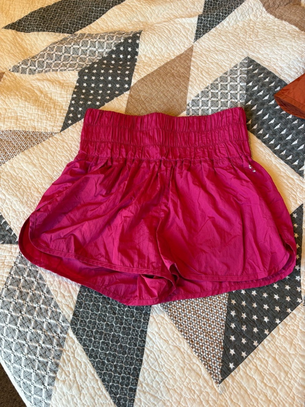 FP Movement Free People Bright Pink Athletic Shorts with Smocked Waist